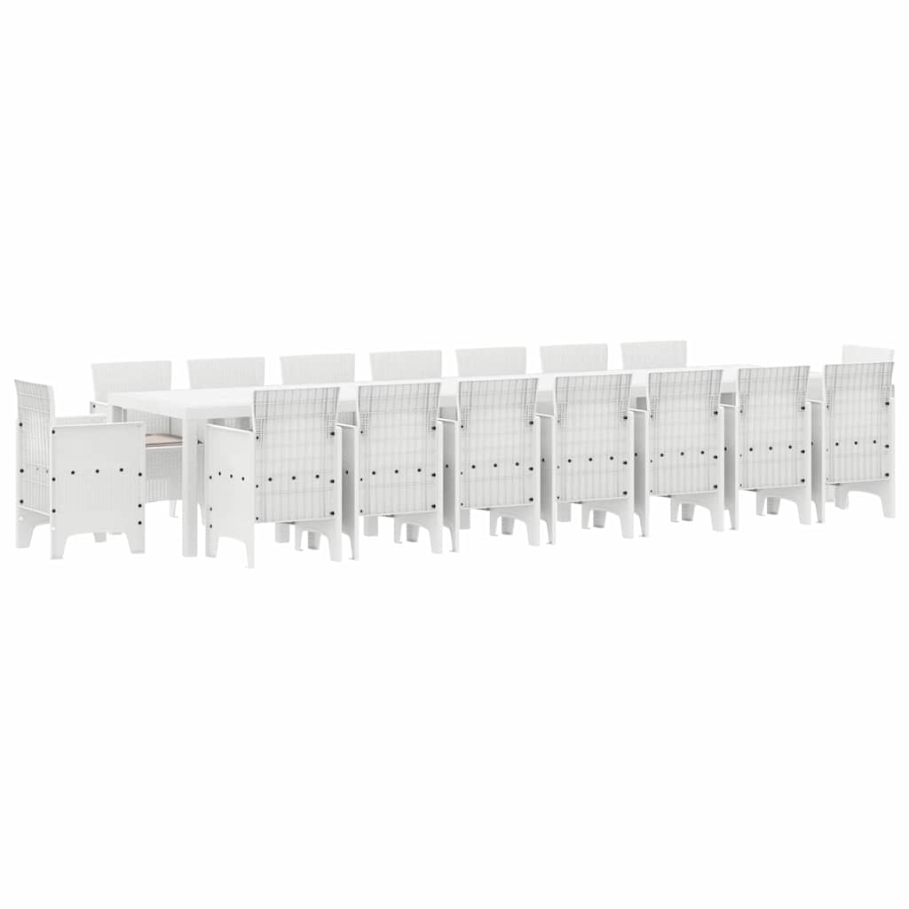 Hage Spisegruppe 17 pcs Hvit Polt rattan