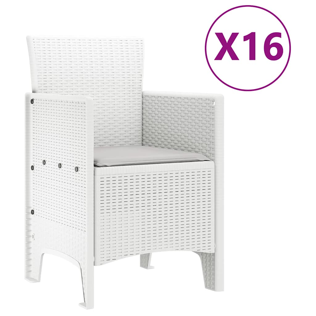 Hage Spisegruppe 17 pcs Hvit Polt rattan