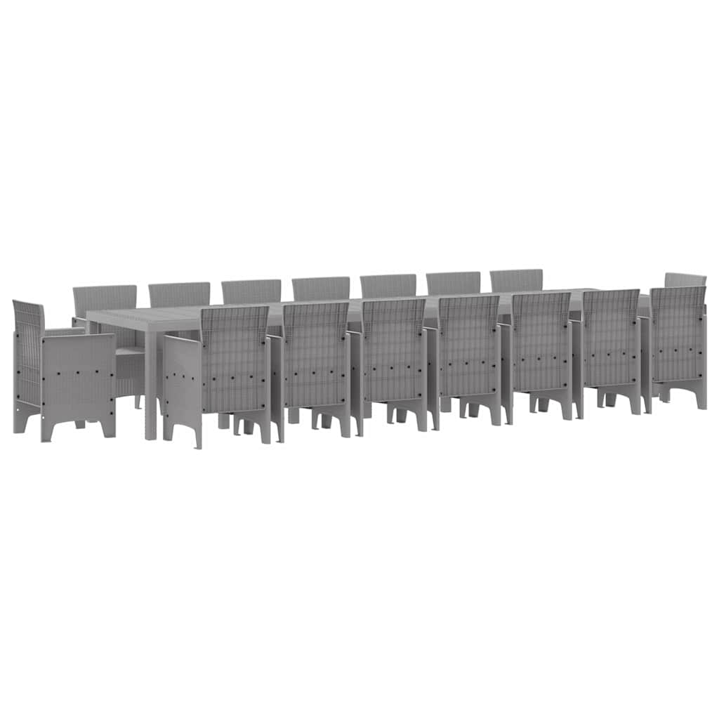 Hage Spisegruppe 17 pcs Lysegrå Polt rattan