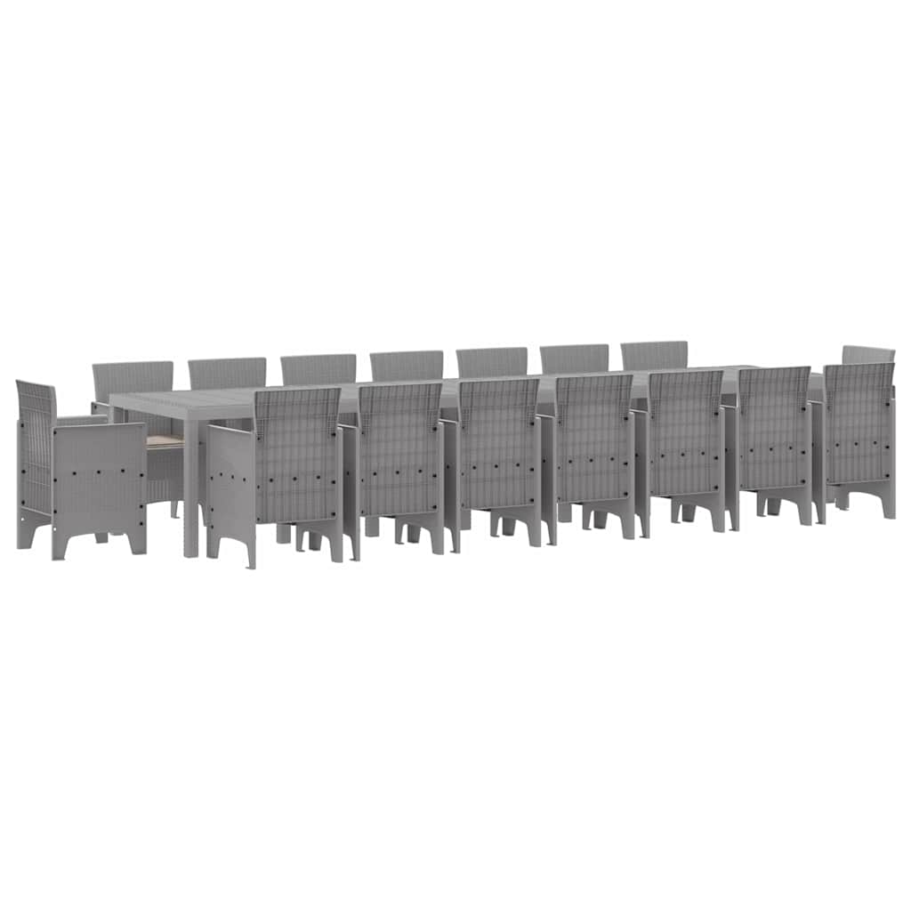 Hage Spisegruppe 17 pcs Lysegrå Polt rattan