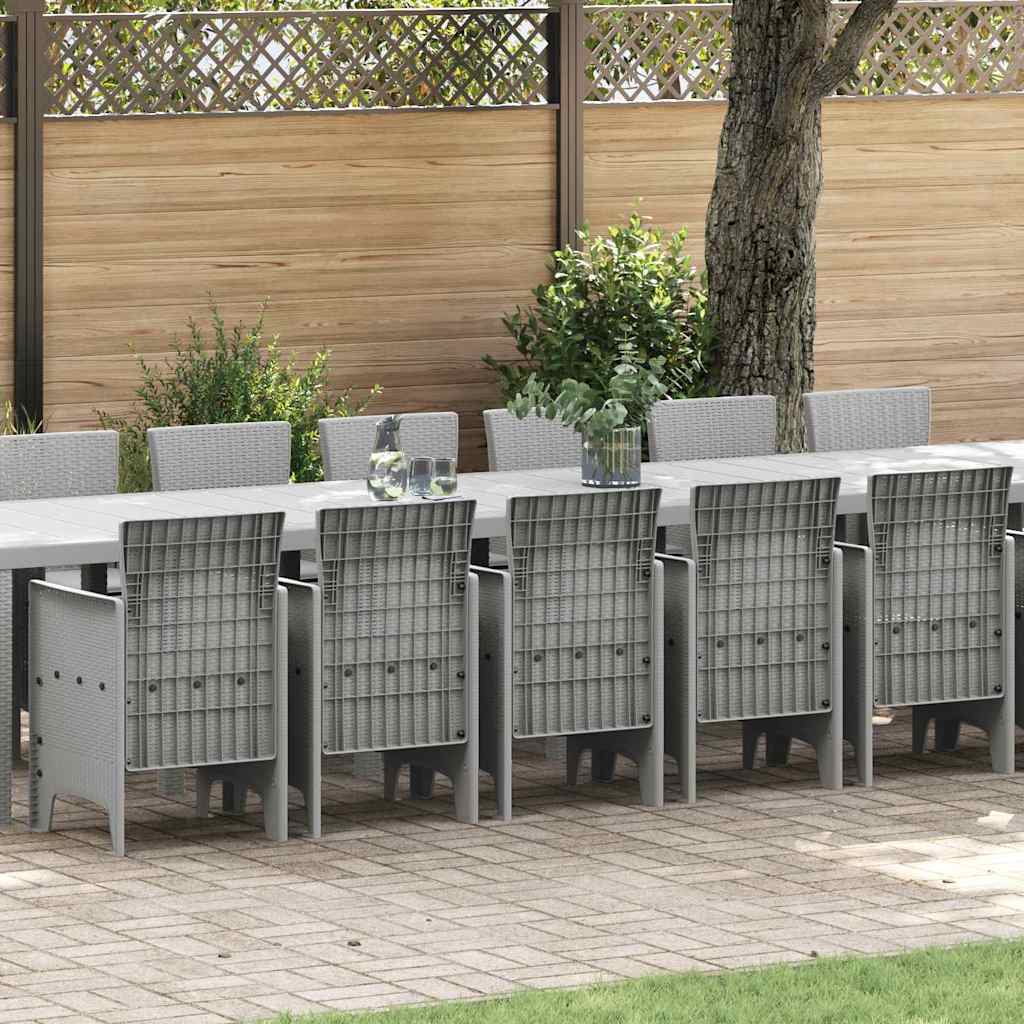 Hage Spisegruppe 17 pcs Lysegrå Polt rattan