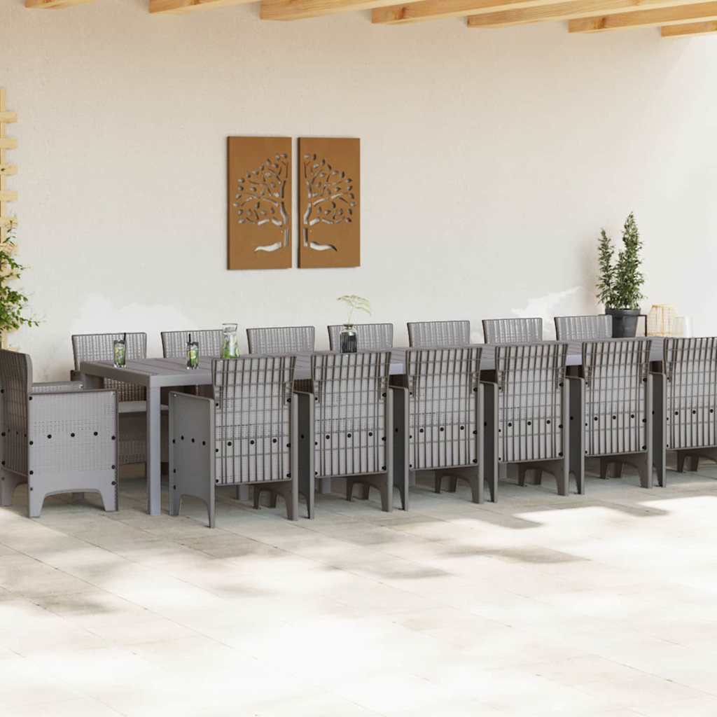 Hage Spisegruppe 17 pcs Lysegrå Polt rattan