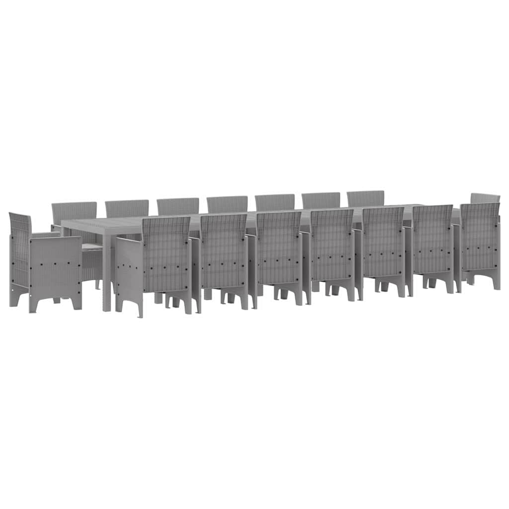 Hage Spisegruppe 17 pcs Lysegrå Polt rattan