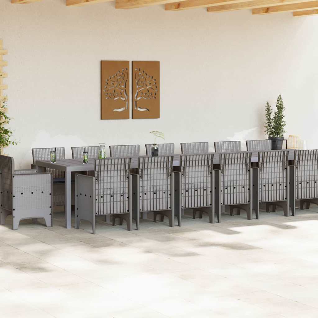 Hage Spisegruppe 17 pcs Lysegrå Polt rattan