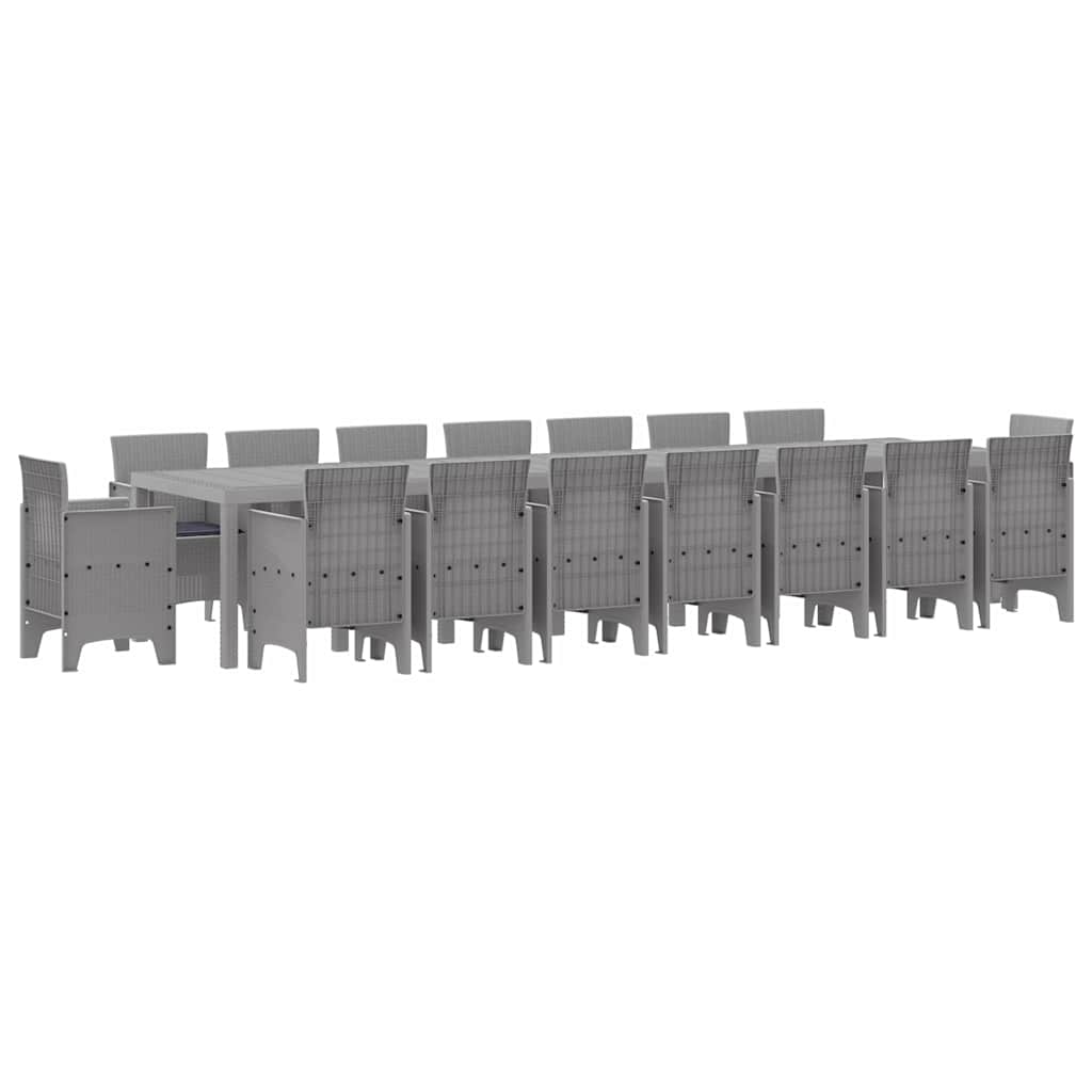 Hage Spisegruppe 17 pcs Lysegrå Polt rattan