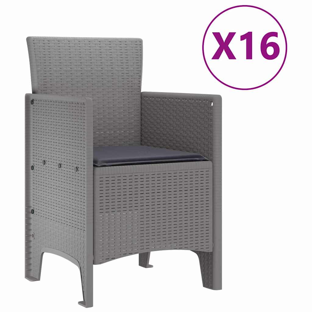 Hage Spisegruppe 17 pcs Lysegrå Polt rattan