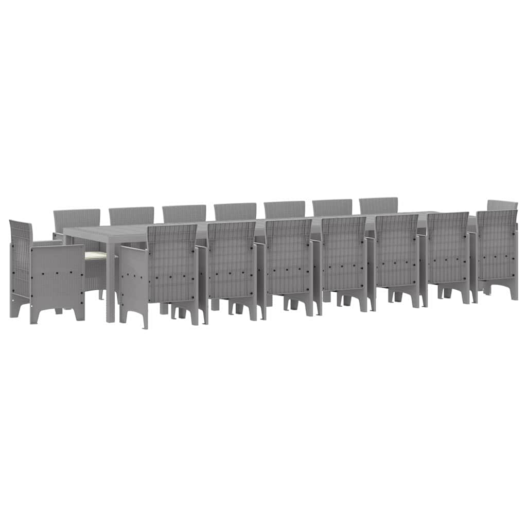 Hage Spisegruppe 17 pcs Lysegrå Polt rattan