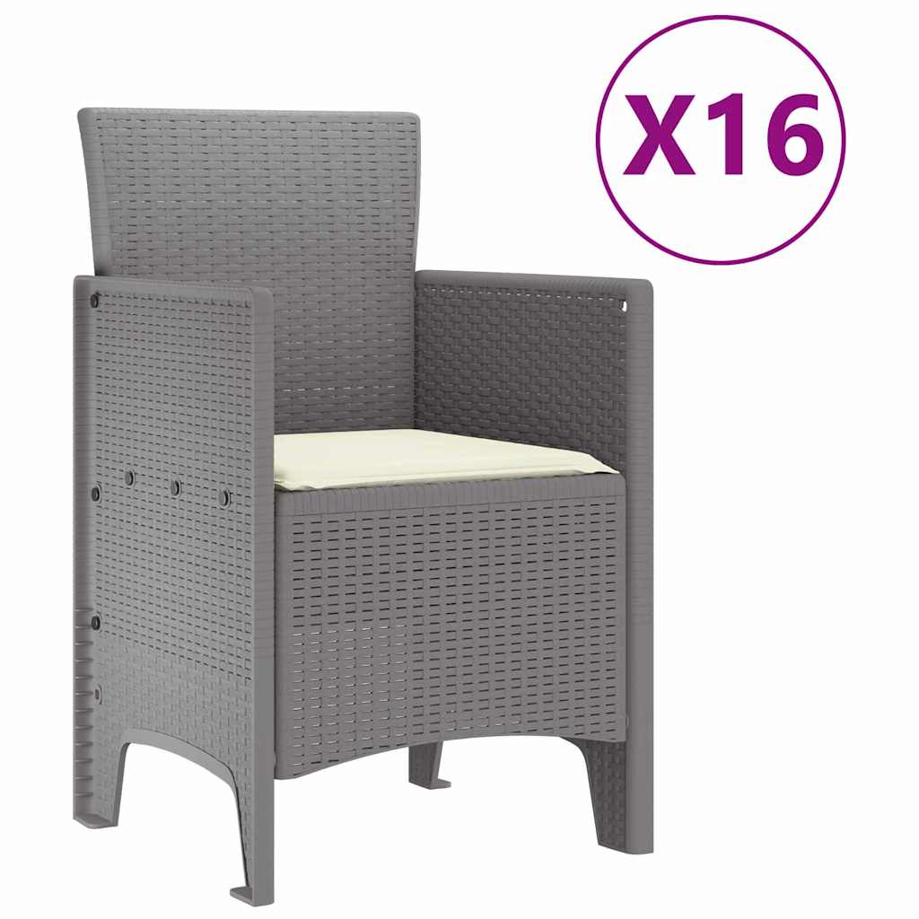 Hage Spisegruppe 17 pcs Lysegrå Polt rattan
