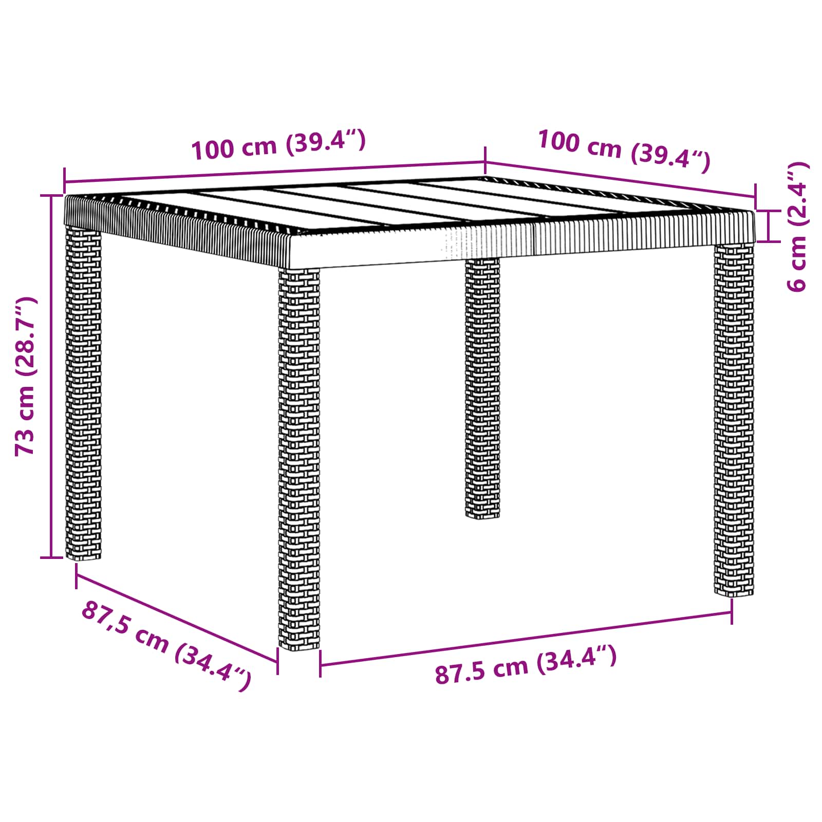 Hage Spisegruppe 3 pcs Antrasitt Polt rattan