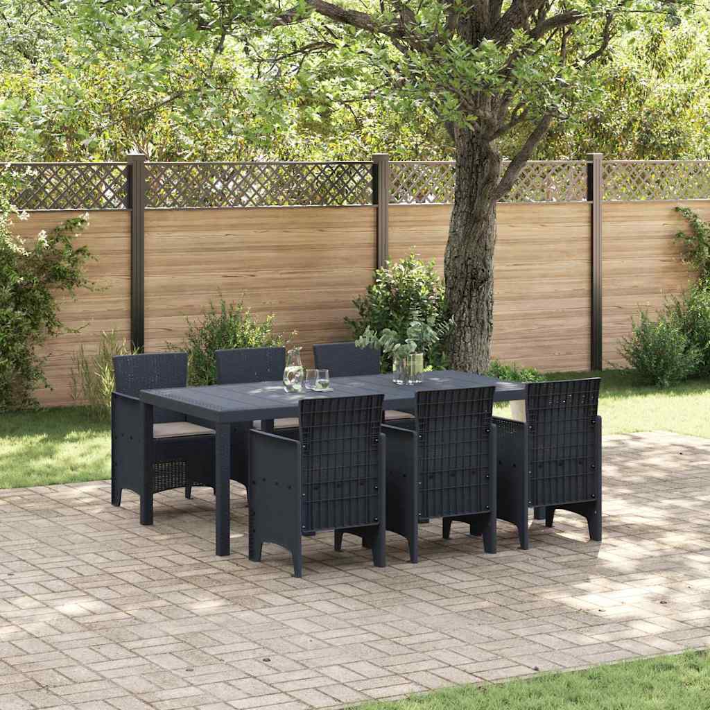 Hage Spisegruppe 7 pcs Antrasitt Polt rattan
