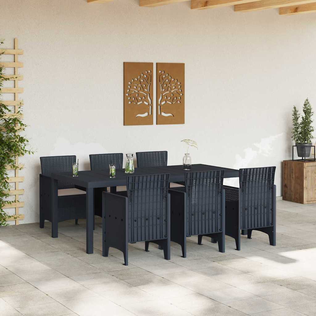 Hage Spisegruppe 7 pcs Antrasitt Polt rattan