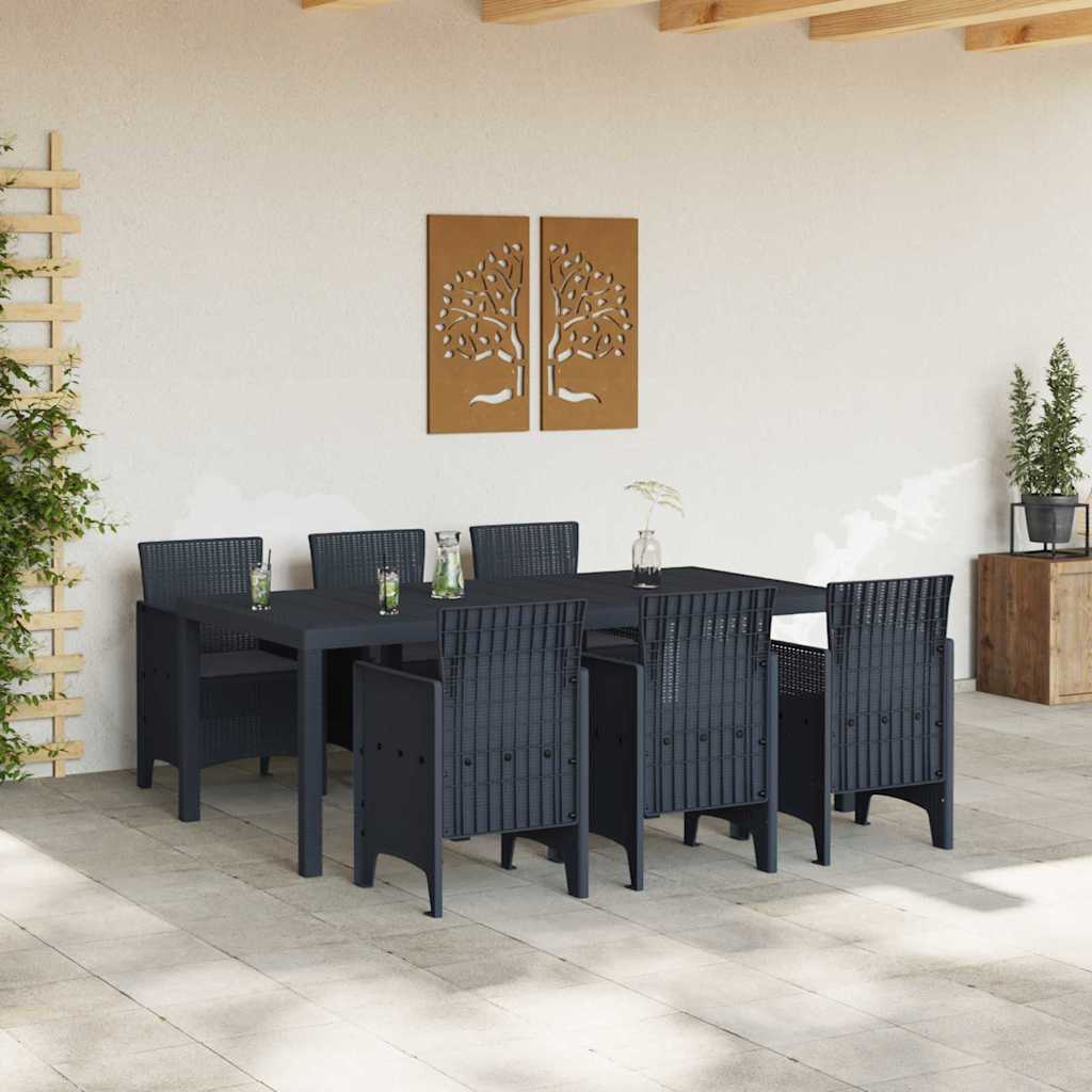 Hage Spisegruppe 7 pcs Antrasitt Polt rattan