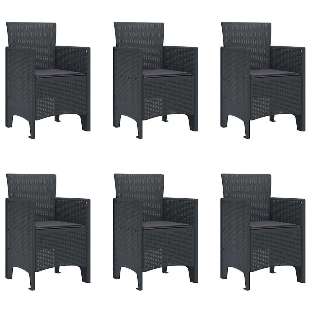 Hage Spisegruppe 7 pcs Antrasitt Polt rattan