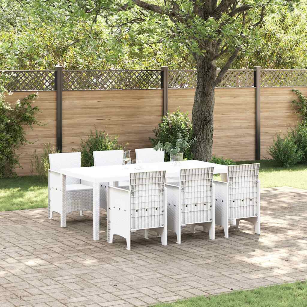 Hage Spisegruppe 7 pcs Hvit Polt rattan
