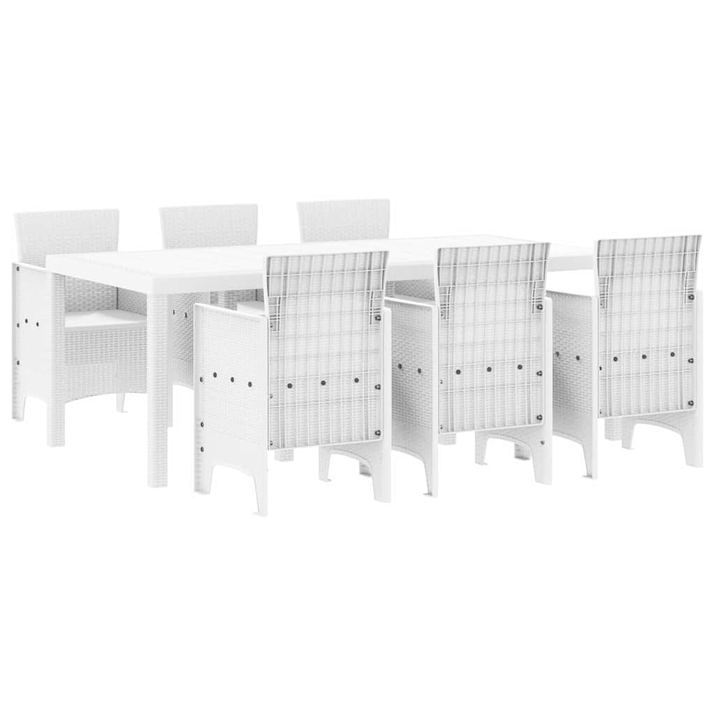 Hage Spisegruppe 7 pcs Hvit Polt rattan