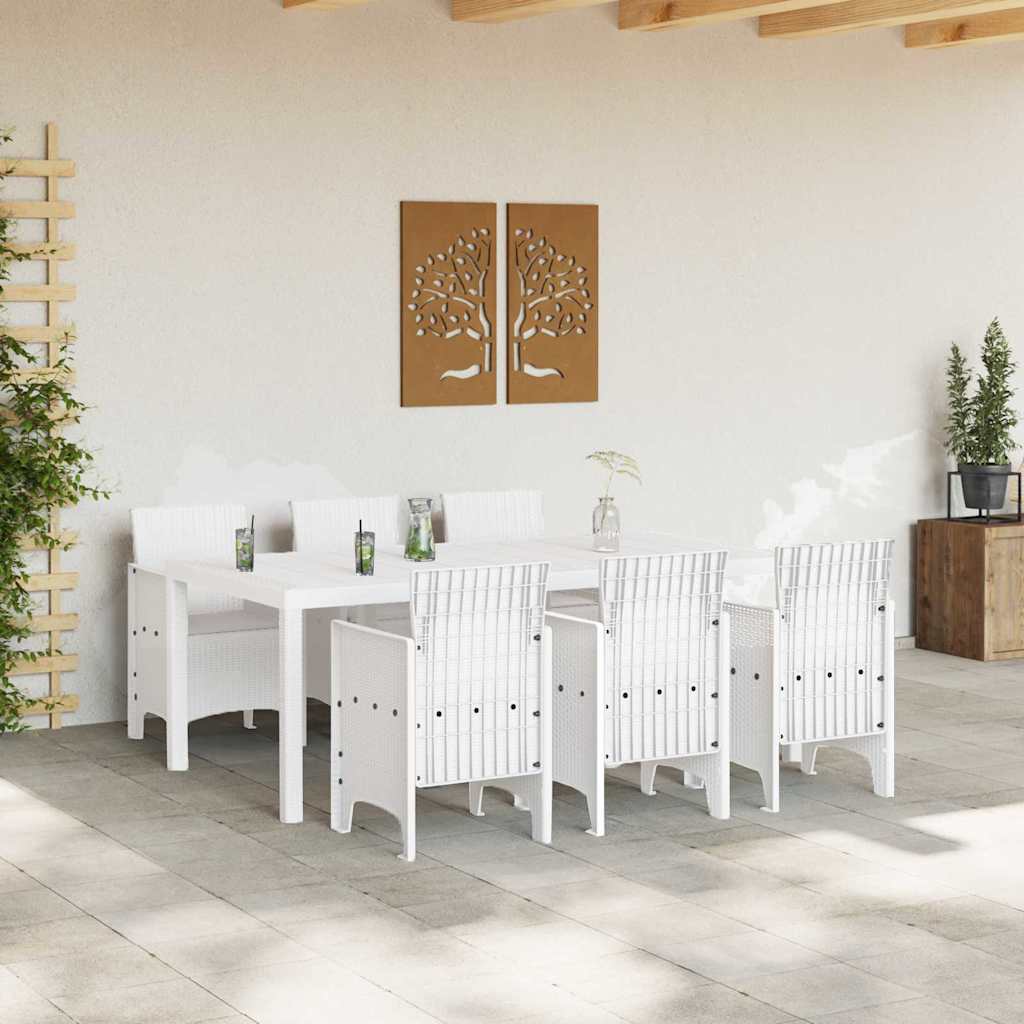 Hage Spisegruppe 7 pcs Hvit Polt rattan