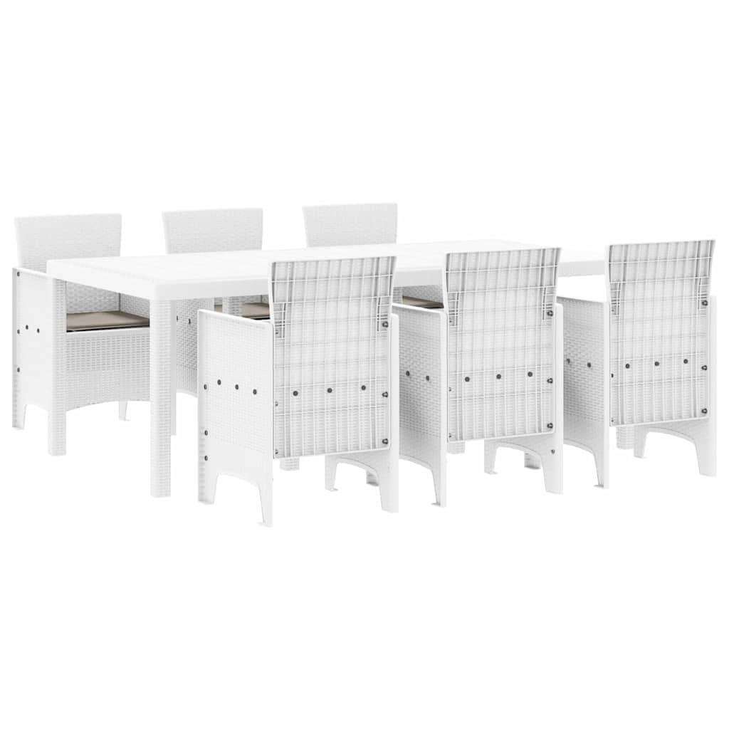 Hage Spisegruppe 7 pcs Hvit Polt rattan