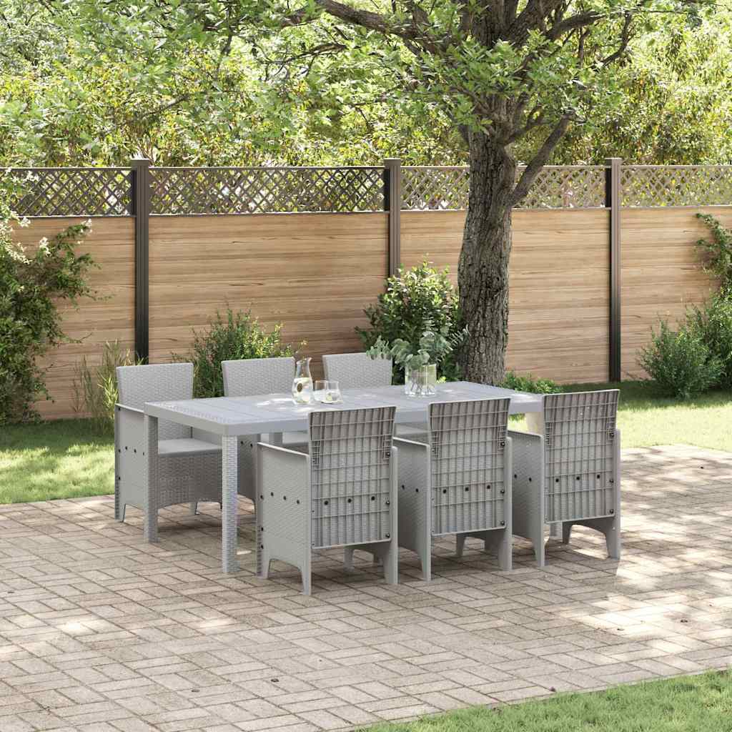 Hage Spisegruppe 7 pcs Lysegrå Polt rattan