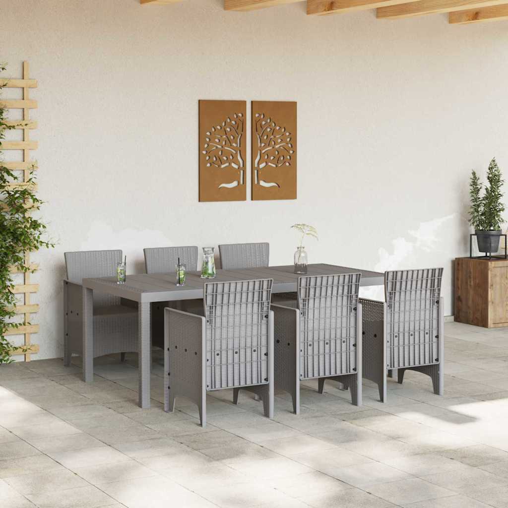 Hage Spisegruppe 7 pcs Lysegrå Polt rattan