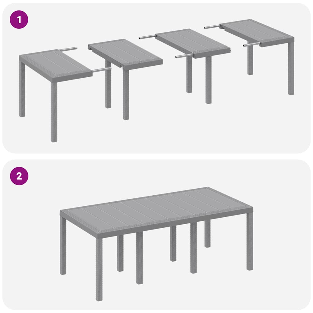 Hage Spisegruppe 7 pcs Lysegrå Polt rattan