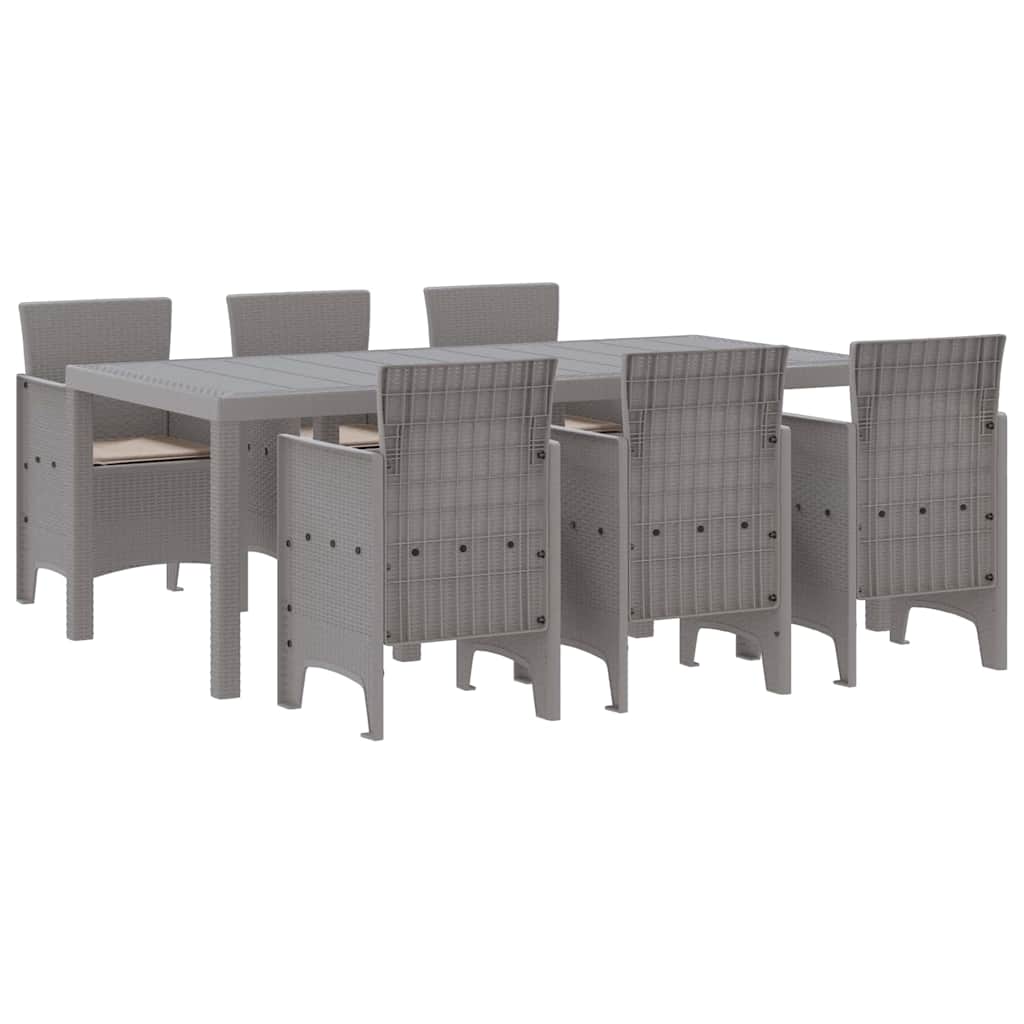 Hage Spisegruppe 7 pcs Lysegrå Polt rattan