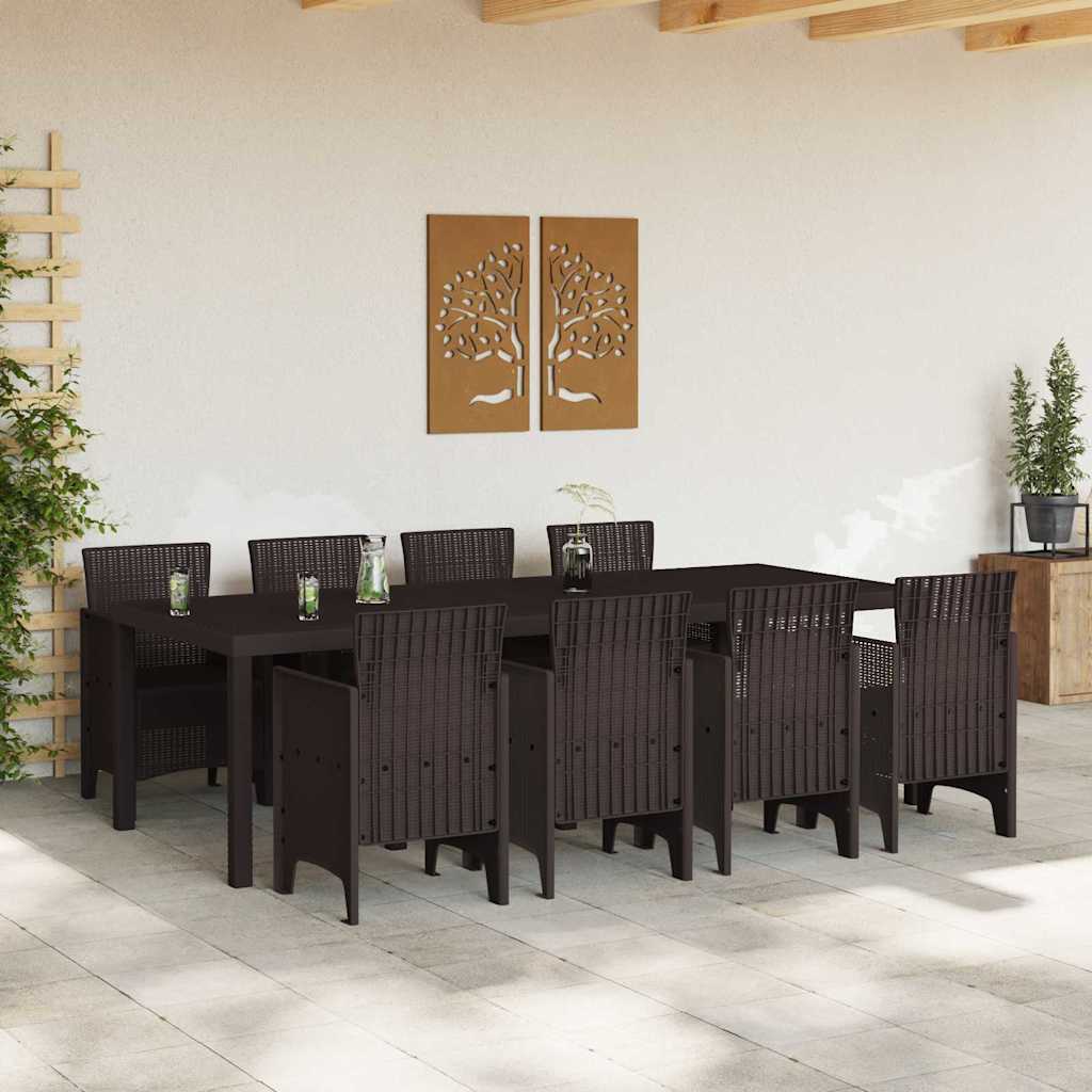 Hage Spisegruppe 9 pcs Brun Polt rattan