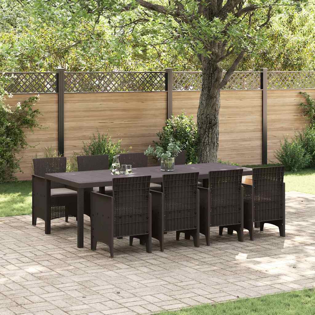 Hage Spisegruppe 9 pcs Brun Polt rattan
