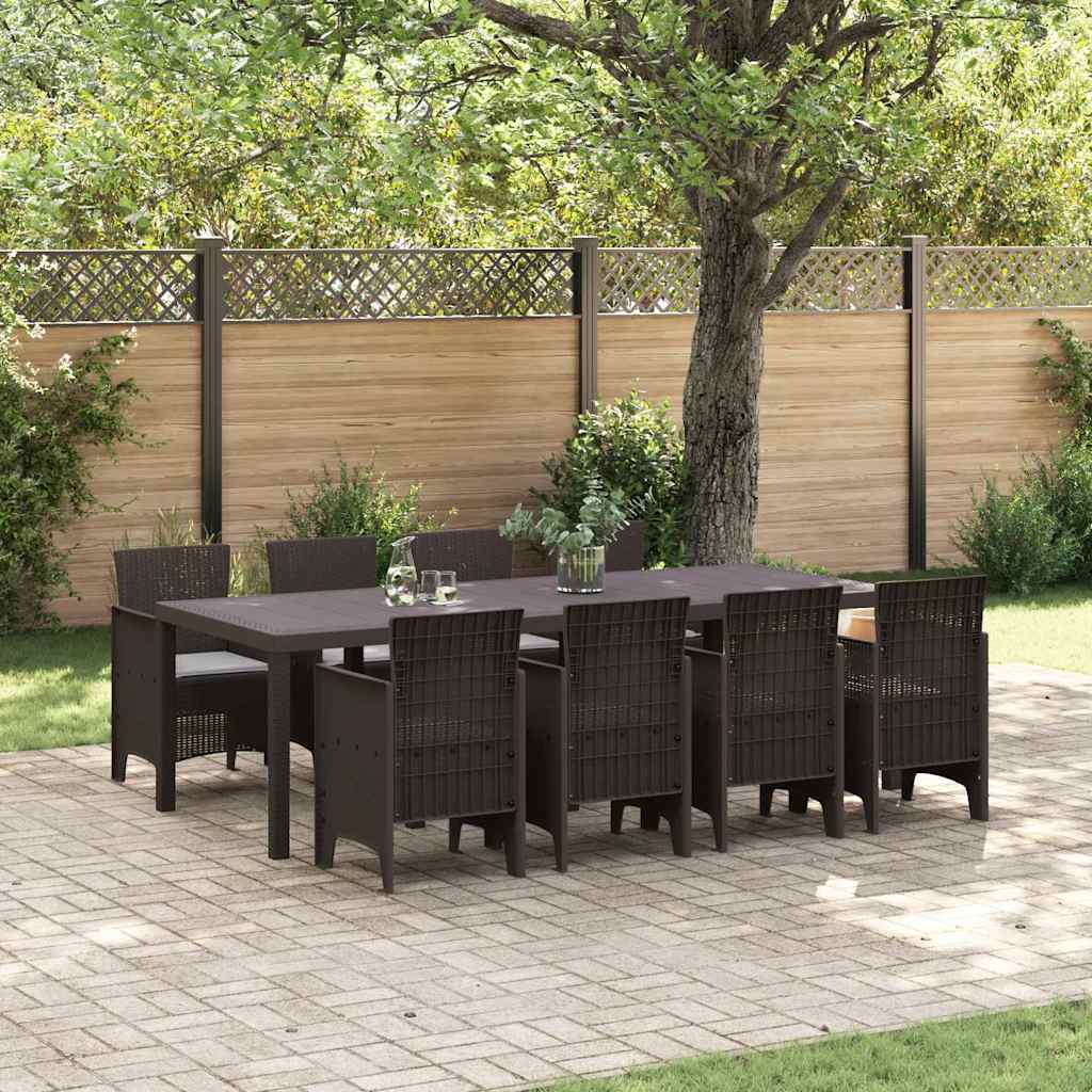 Hage Spisegruppe 9 pcs Brun Polt rattan