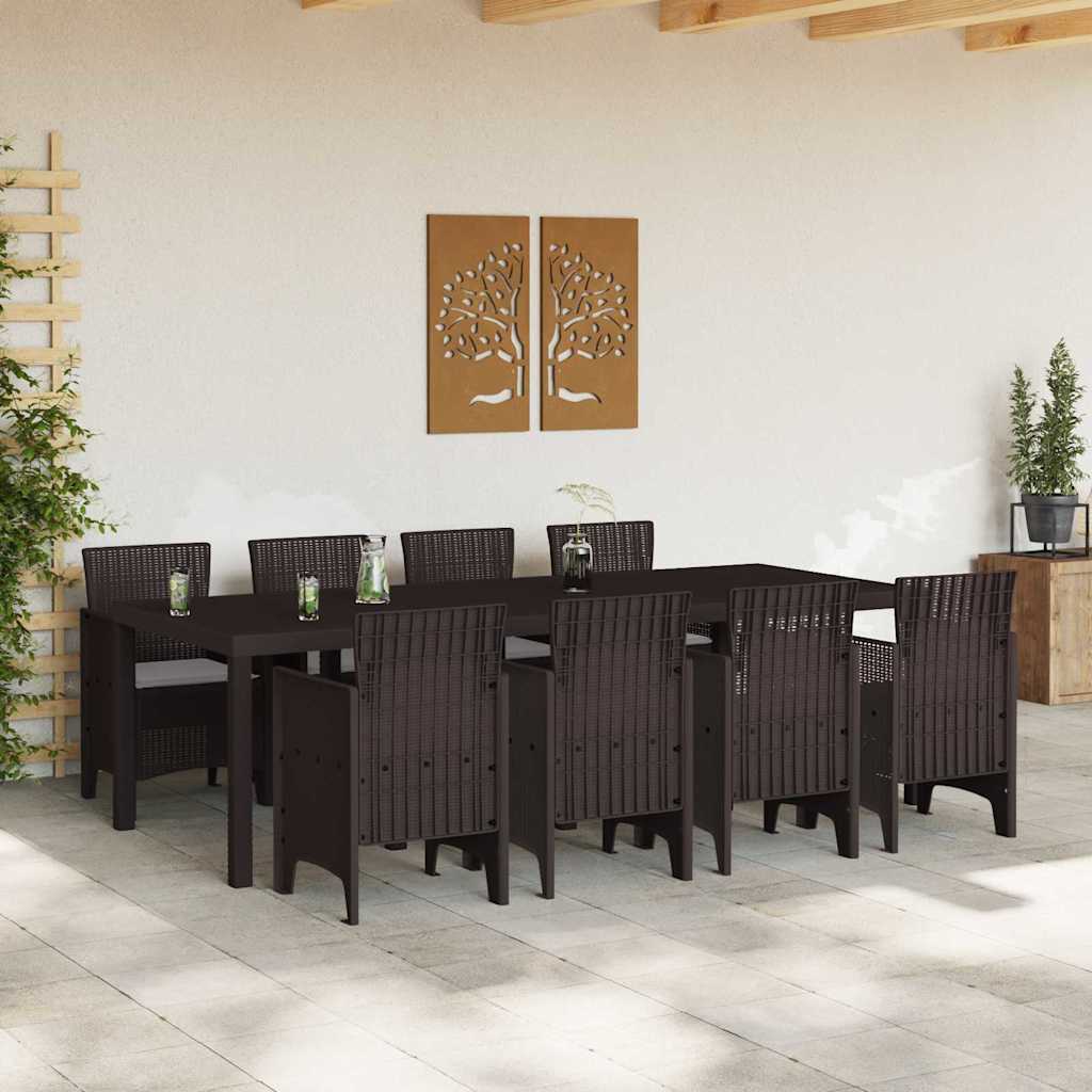 Hage Spisegruppe 9 pcs Brun Polt rattan