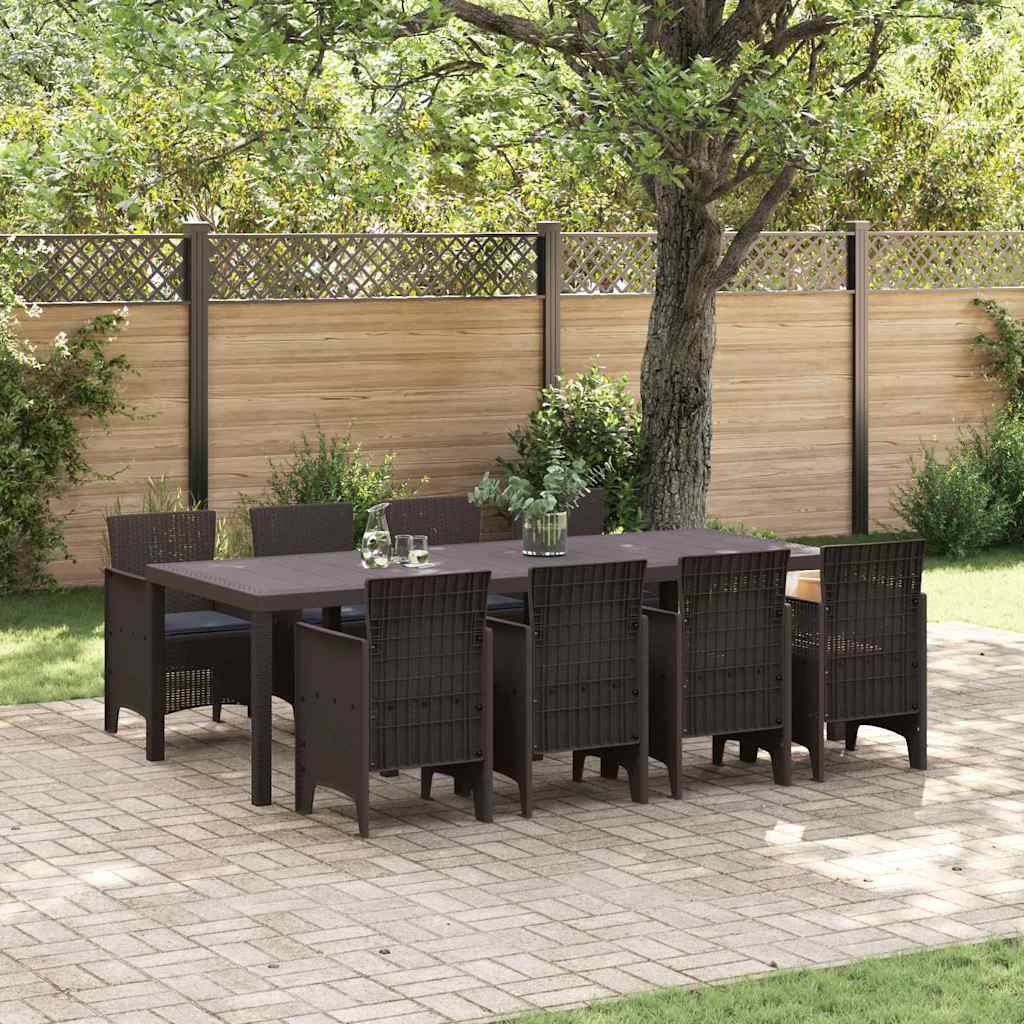 Hage Spisegruppe 9 pcs Brun Polt rattan