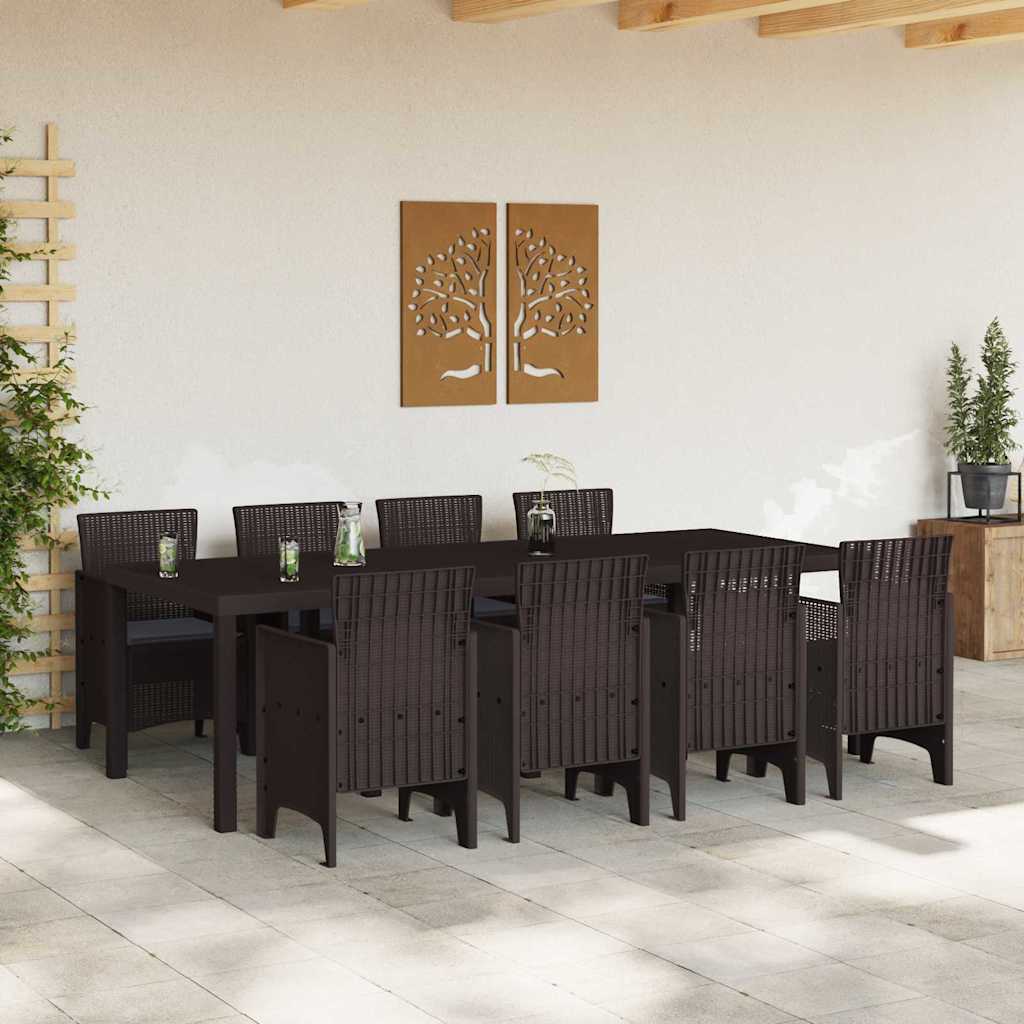Hage Spisegruppe 9 pcs Brun Polt rattan