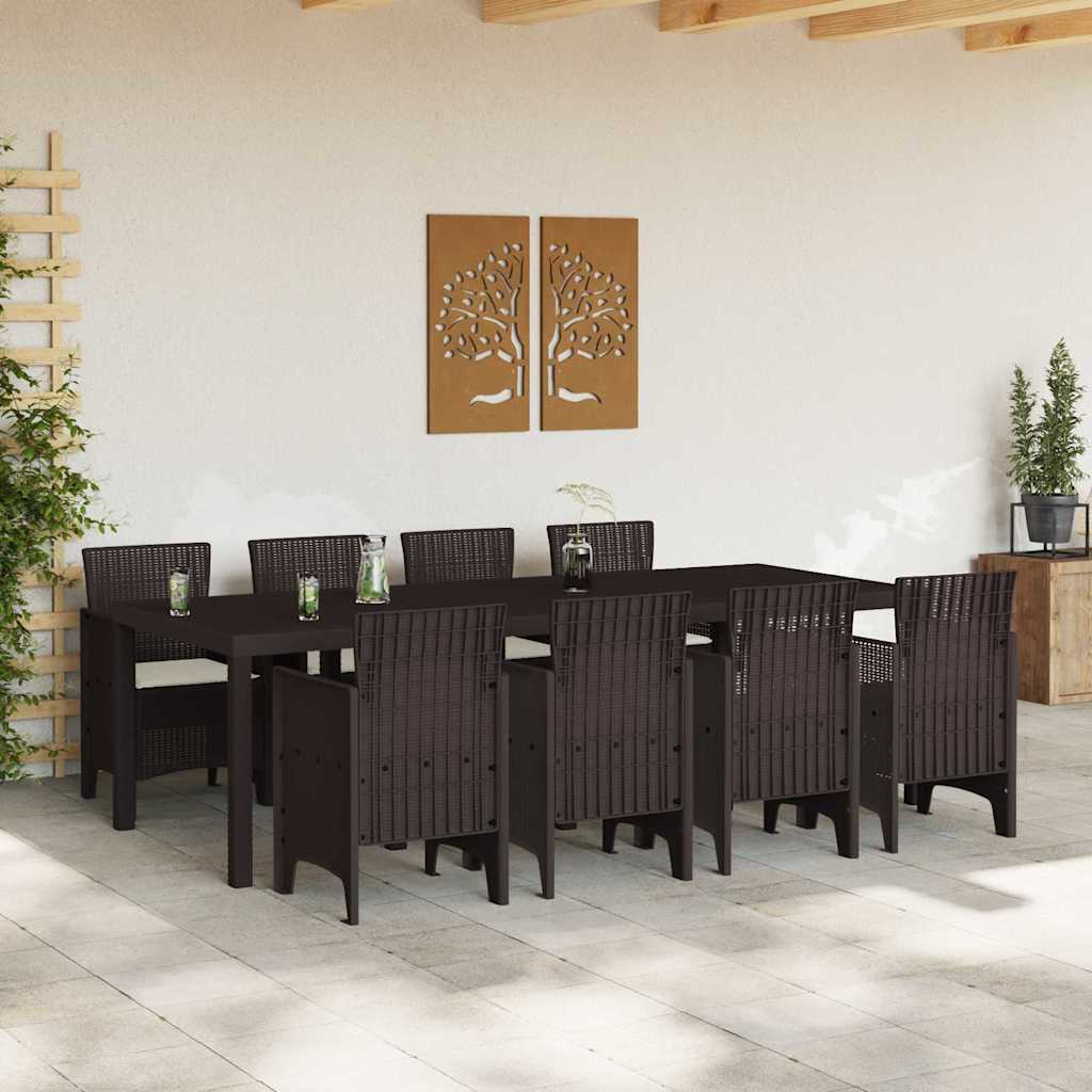 Hage Spisegruppe 9 pcs Brun Polt rattan