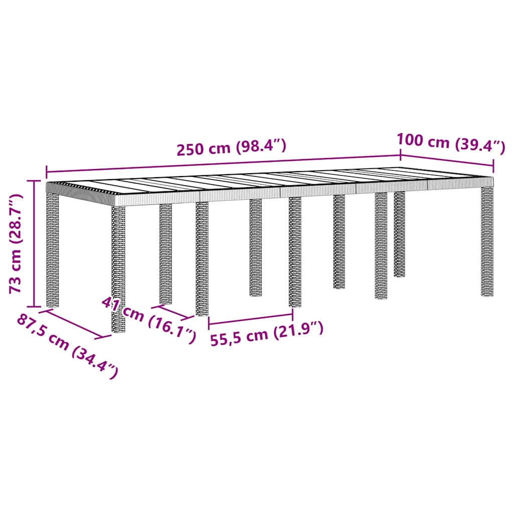 Hage Spisegruppe 9 pcs Lysegrå Polt rattan
