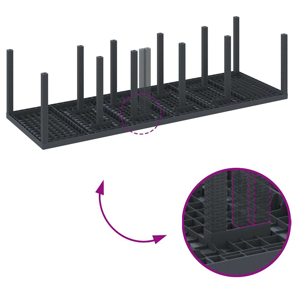 Hage Spisegruppe med pute 11 pcs Antrasitt Poly rattan