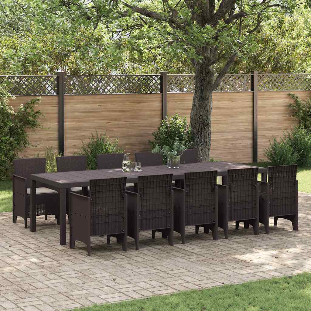 Hage Spisegruppe med pute 11 pcs Brun og Taupe Poly rattan