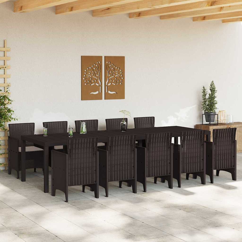 Hage Spisegruppe med pute 11 pcs Brun og Taupe Poly rattan
