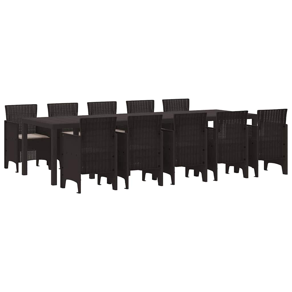 Hage Spisegruppe med pute 11 pcs Brun og Taupe Poly rattan