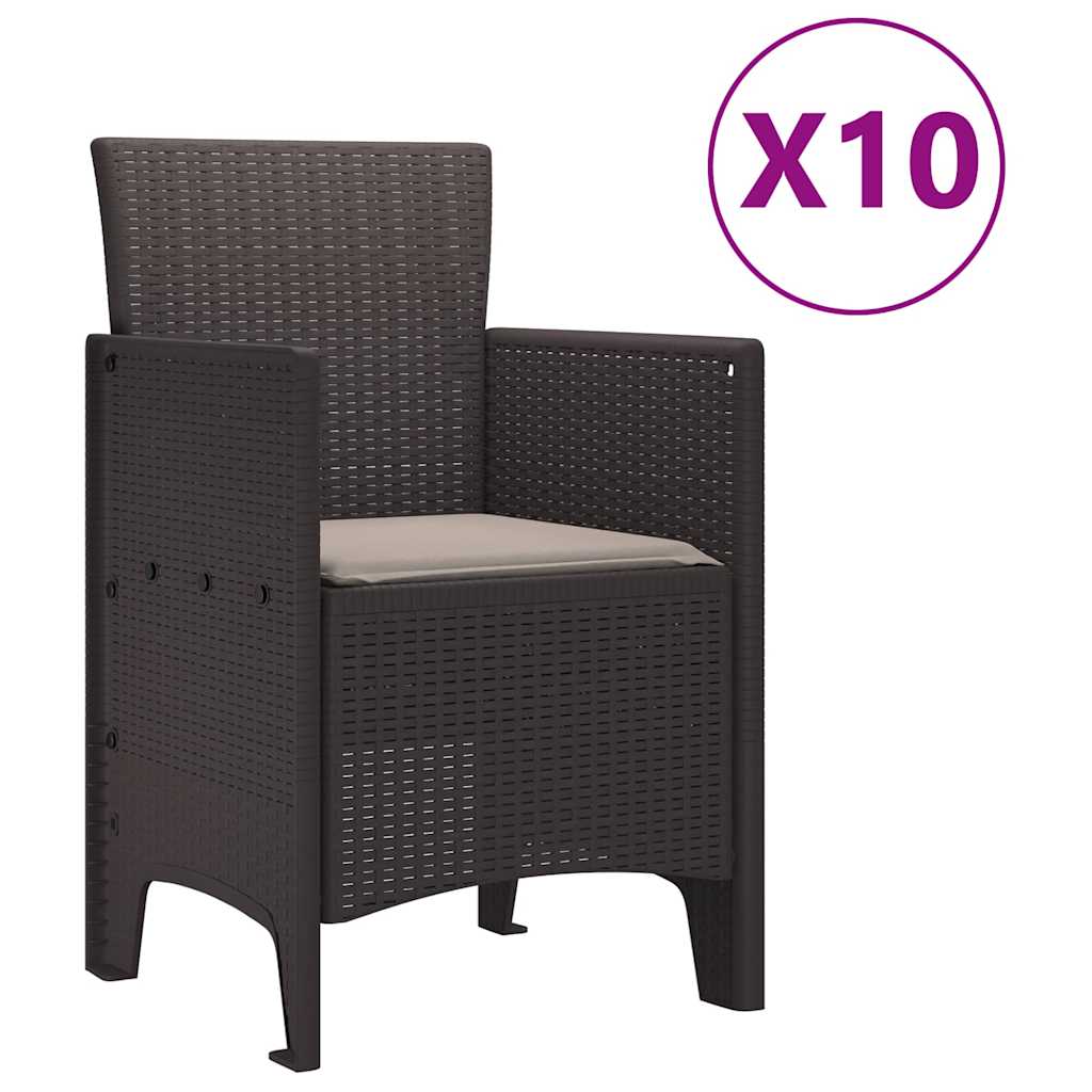 Hage Spisegruppe med pute 11 pcs Brun og Taupe Poly rattan