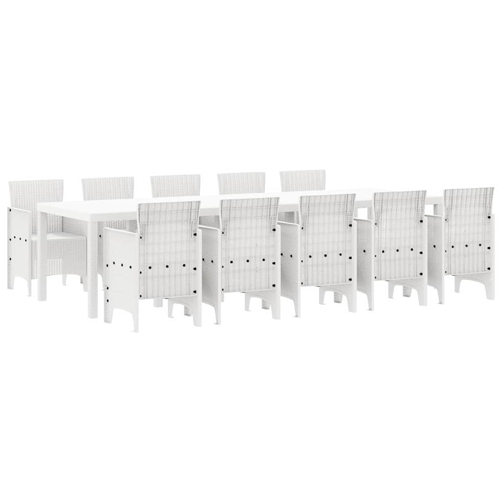 Hage Spisegruppe 11 pcs Hvit Rattan og Stål