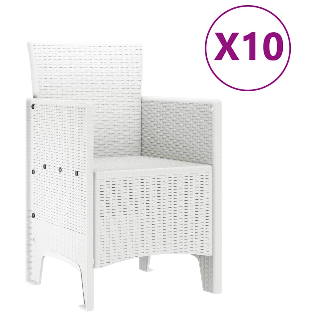 Hage Spisegruppe 11 pcs Hvit Rattan og Stål