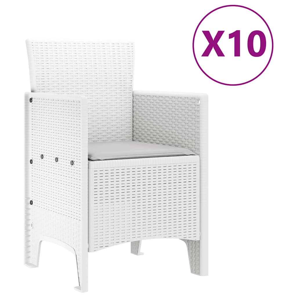 Hage Spisegruppe 11 pcs Hvit og lys grå Rattan og polyester