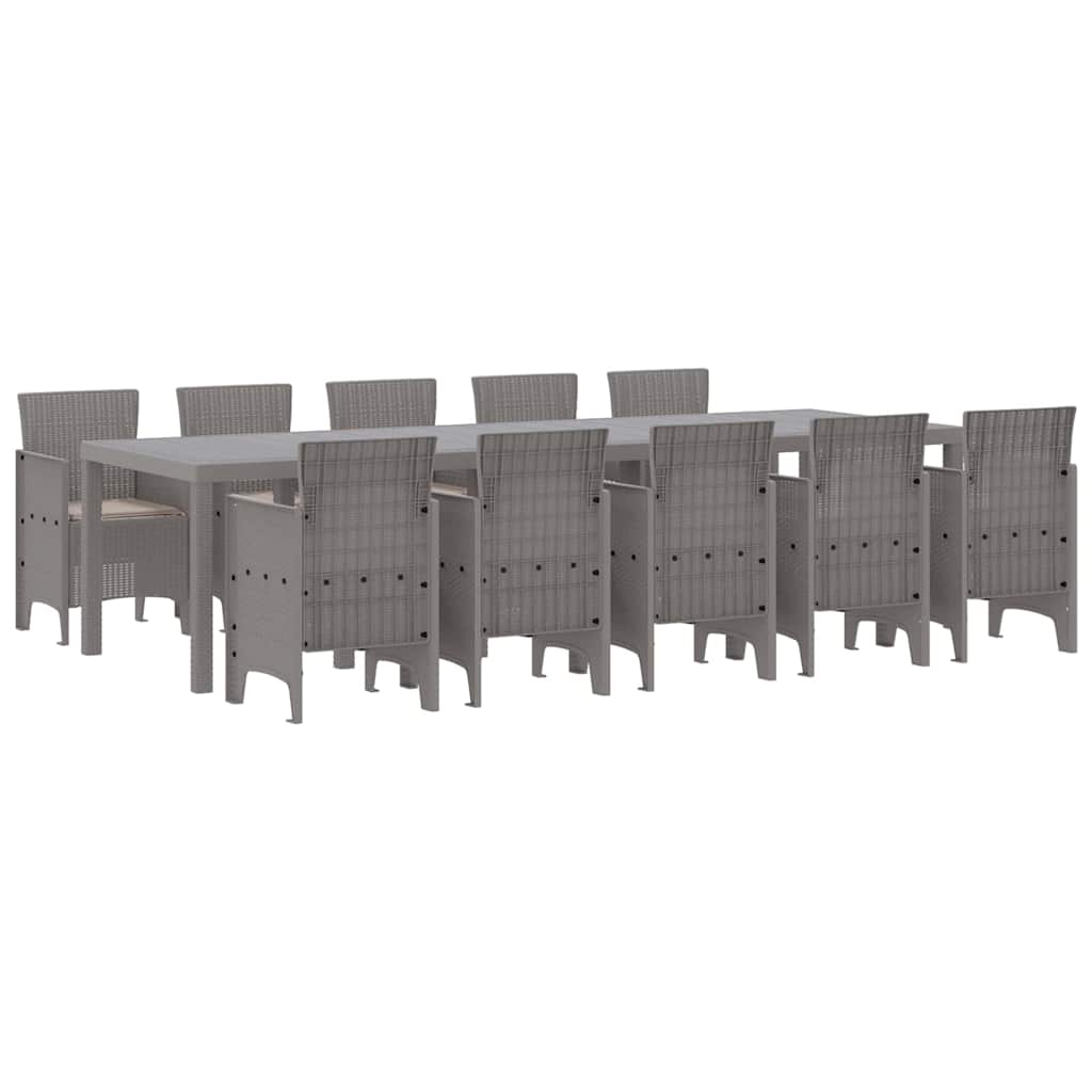 Hage Spisegruppe med pute 11 pcs Lysegrå Poly rattan
