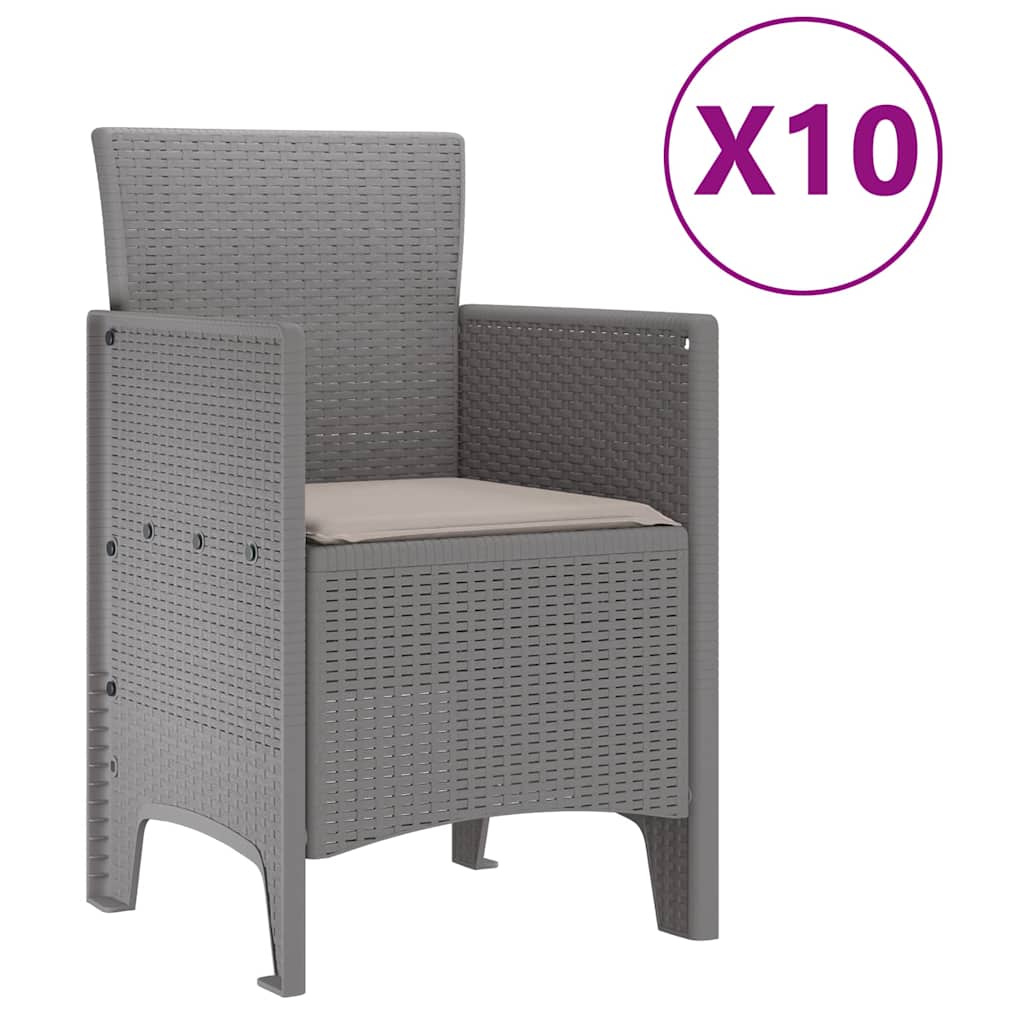 Hage Spisegruppe med pute 11 pcs Lysegrå Poly rattan