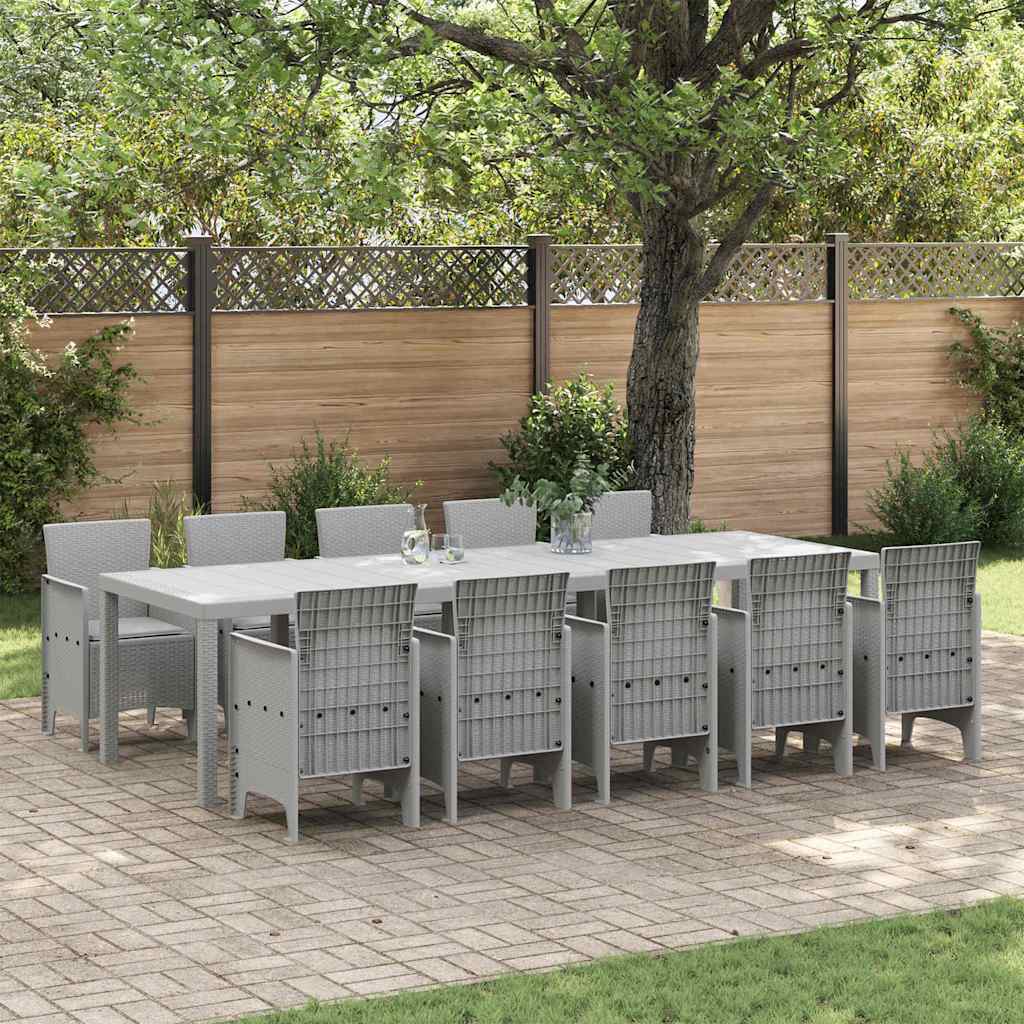 Hage Spisegruppe med pute 11 pcs Lysegrå Rattan og Aluminium