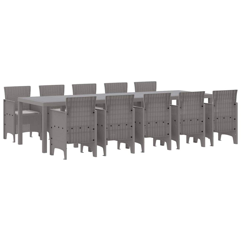 Hage Spisegruppe med pute 11 pcs Lysegrå Rattan og Aluminium