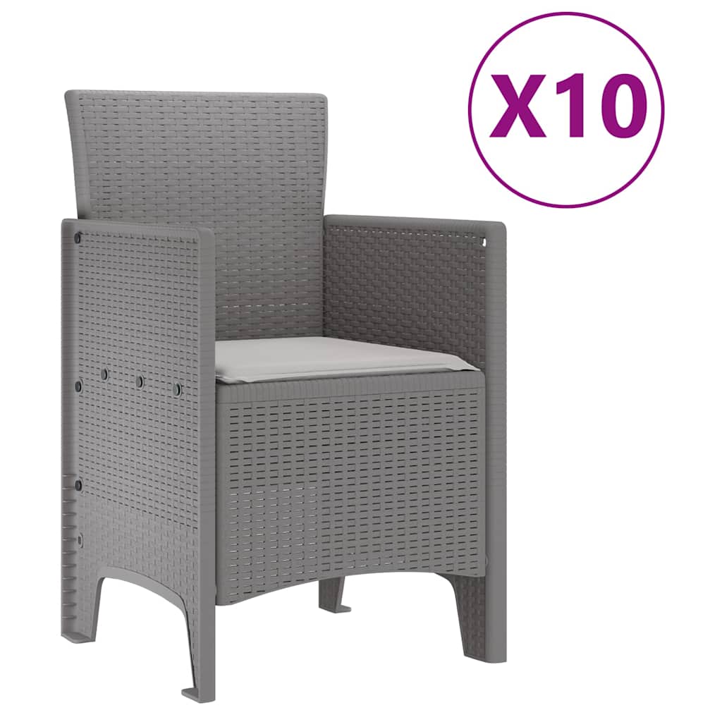 Hage Spisegruppe med pute 11 pcs Lysegrå Rattan og Aluminium
