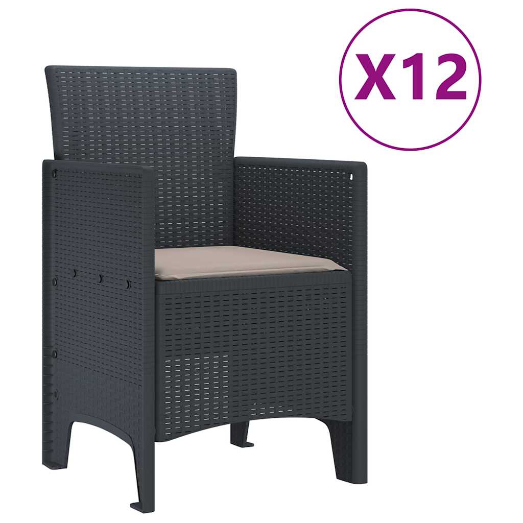 Hage Spisegruppe 13 pcs Antrasitt Polt rattan