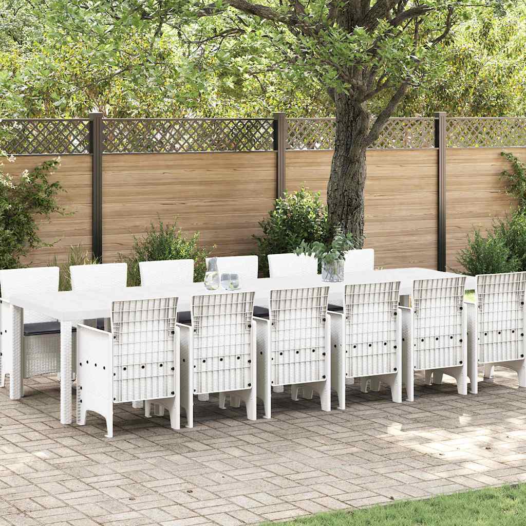 Hage Spisegruppe 13 pcs Hvit Polt rattan