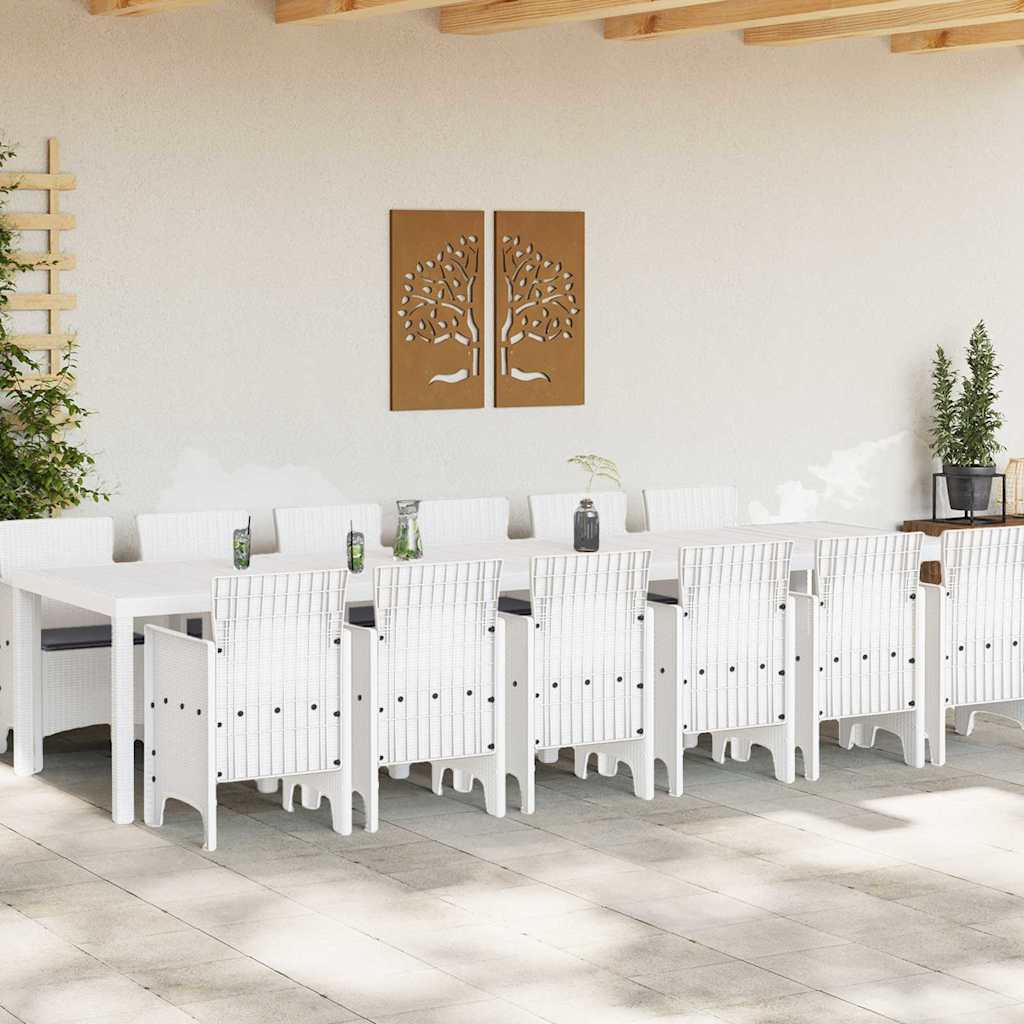 Hage Spisegruppe 13 pcs Hvit Polt rattan