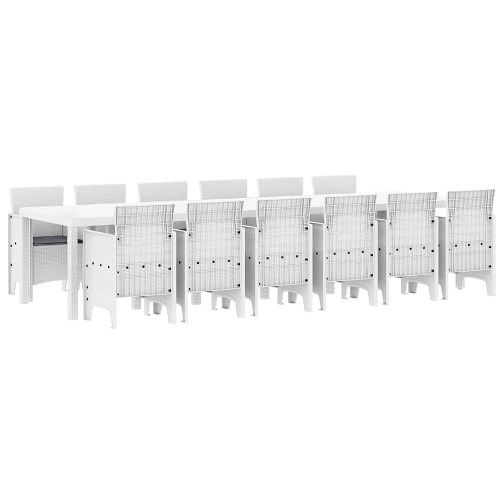 Hage Spisegruppe 13 pcs Hvit Polt rattan